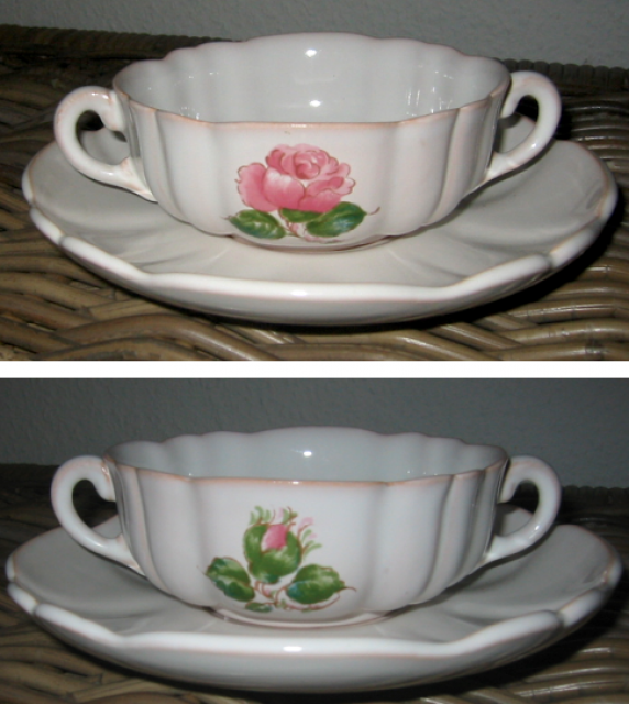 Gien/Sevres Essgeschirr La Rose  6 Personen  - Glas Porzellan Antiquarisch - Berlin