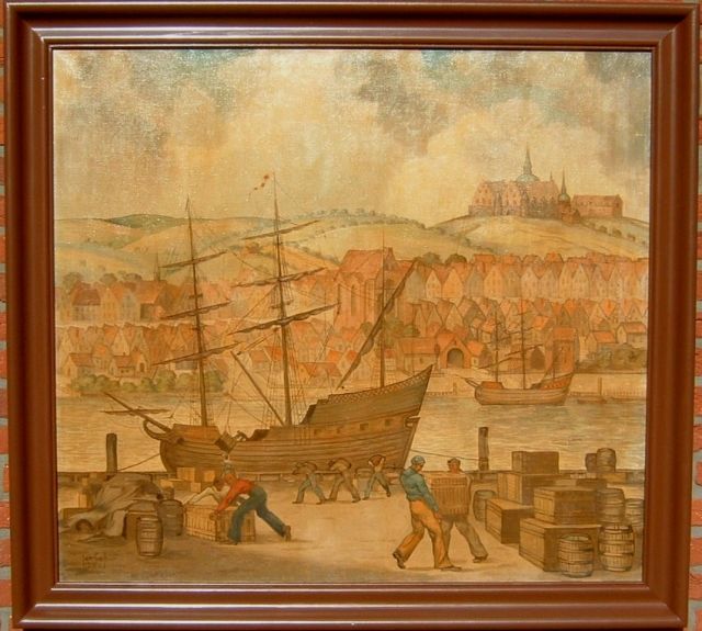 Alt-Flensburg mit Schloß Duborg  1588  von Jan Laß - Kunst Gemaelde Plastik - Hohn