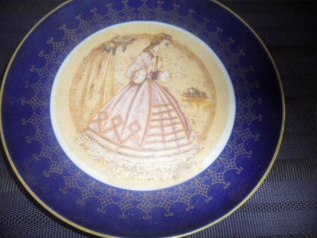 Wandteller/Sammelteller  Kobalt/Gold - Glas Porzellan Antiquarisch - 66538 nk