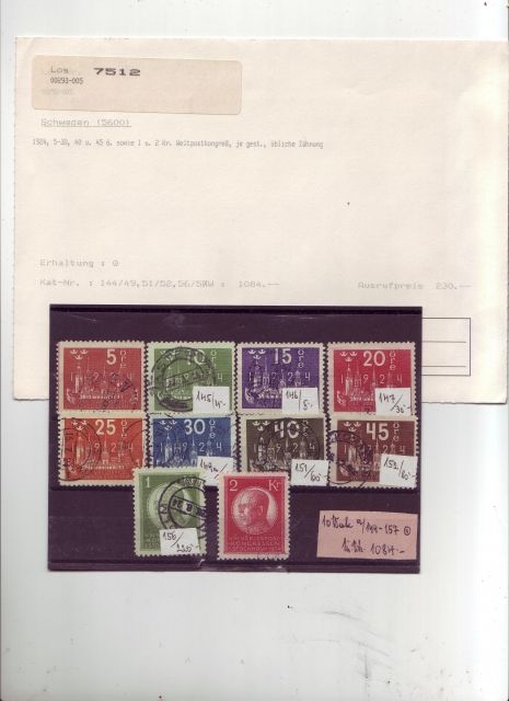 Schweden Mi-Nr. 144/49, 51/52, 56/57 gestempelt - Briefmarken - Andechs