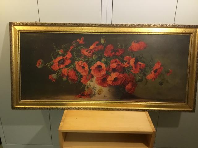 M. Streckenbach, Mohn in Porzellanvase - Kunst Gemaelde Plastik - Falkensee