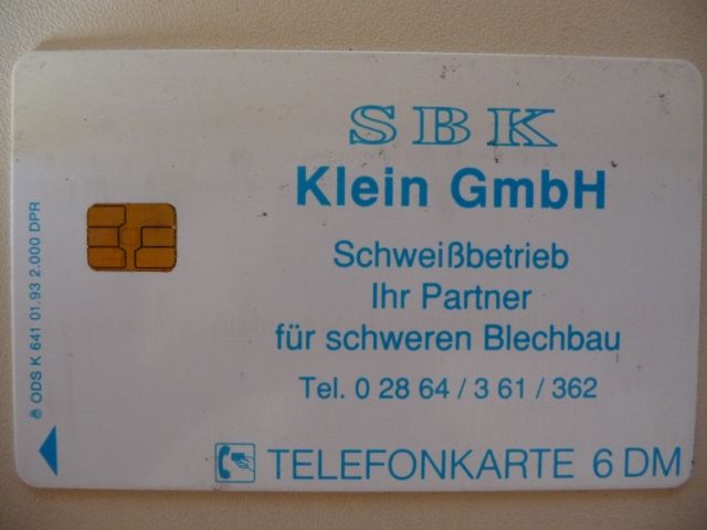 Telefonkarte SBK Klein, 6 DM - Telefonkarten - Leege Heide 10a