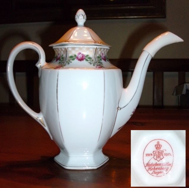 Hutschenreuther Kaffeekanne Jubiläumsmarke von 1914 - Glas Porzellan Antiquarisch - Frankfurt