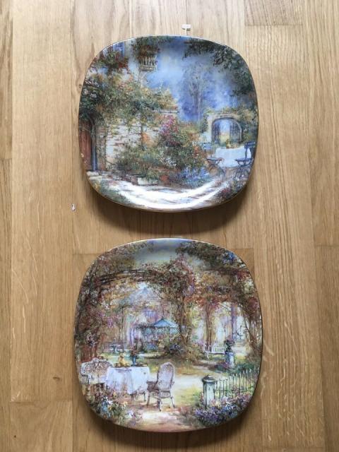 Wandteller Im Paradies der Stille Morgenzauber, Mittagsträumerei - Glas Porzellan Antiquarisch - Bonn