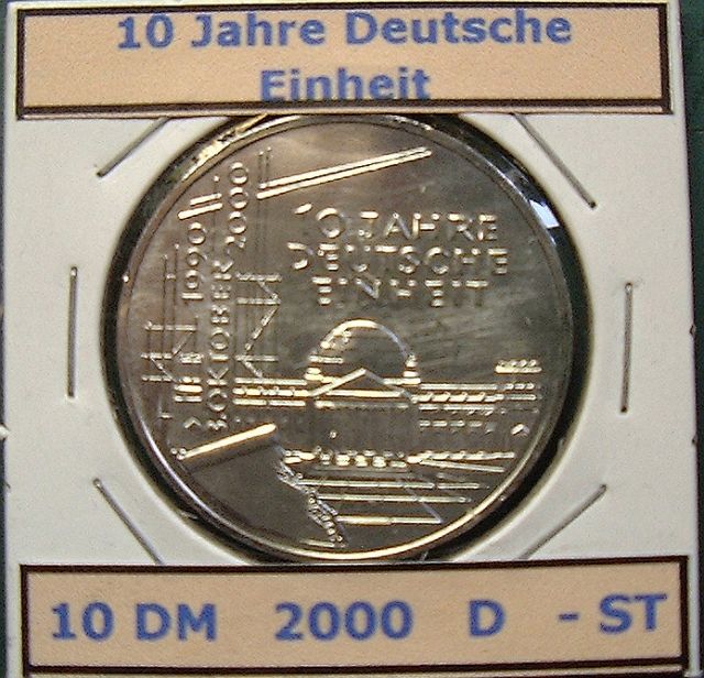 10 DM Gedenkmünze - 10 Jahre Deutsche Einheit 2000 D St - Muenzen - Wetzlar