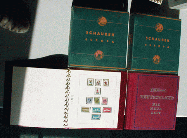 3 antiquarischen Schaubek Vordruckblätter-Alben   Sammlung - Briefmarken - Holdorf