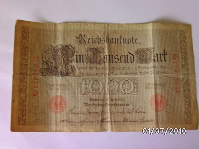 1000 Mark Reichsbanknote - Muenzen - Boffzen