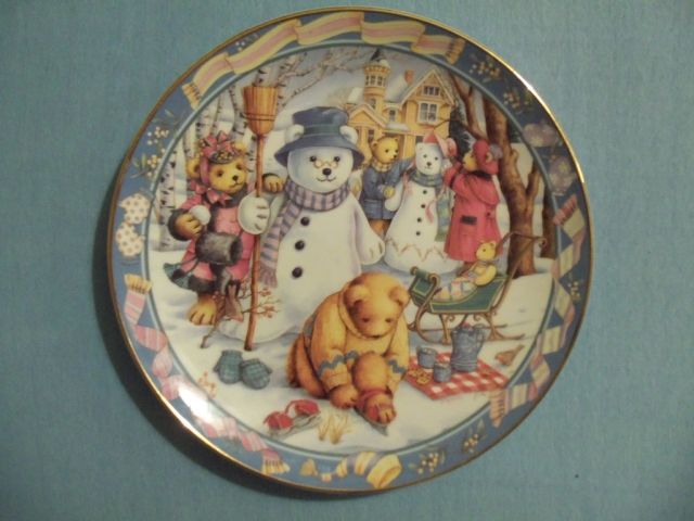 Franklin Mint Sammlerteller Teddy Bear Winter Wonderland Limited Edition - Glas Porzellan Antiquarisch - Schömberg