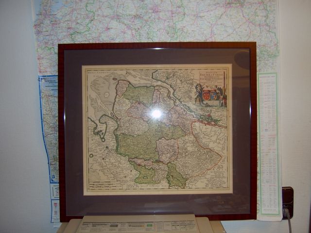 Kolorierte Landkarte des Bremer Landes zwischen Weser und Elbe - Kunst Gemaelde Plastik - Bremen