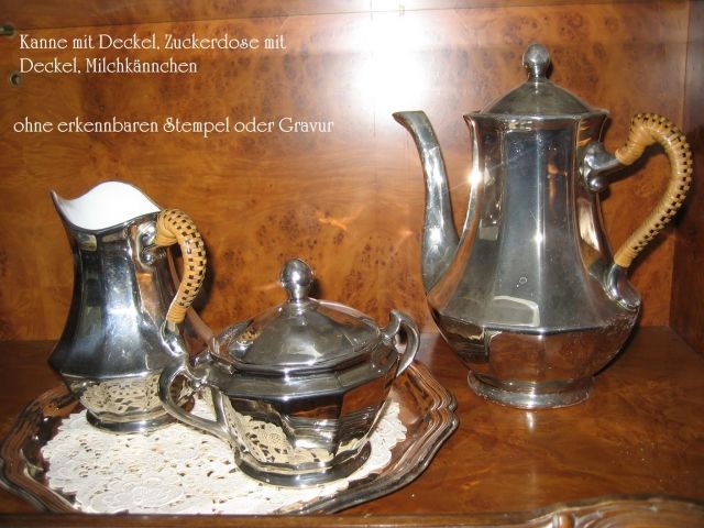 Kaffeeset Porzellan versilbert - Glas Porzellan Antiquarisch - Füssen