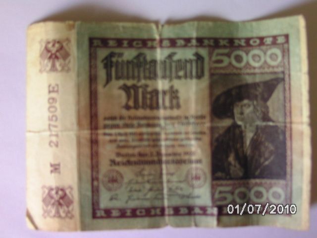 5000 Mark Reichsbanknote - Muenzen - Boffzen