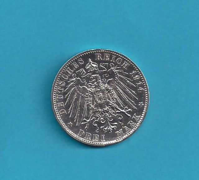3 Reichsmark  S  1914 D, Ludwig d. III Koenig von Bayern - Muenzen - Plauen