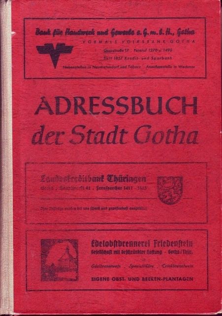 Adressbuch der Stadt Gotha 1949 - Ostalgie - Gotha