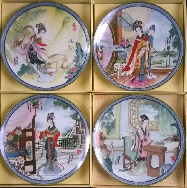 China-Porzellanteller ... rote Kammer - Glas Porzellan Antiquarisch - Heimbach-Hergarten