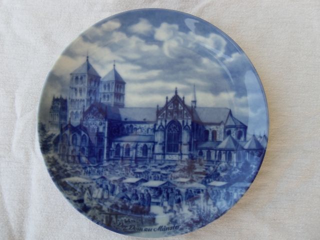 Münsterland-Teller, Sammlerteller, Begrenzte Auflage, blau-weiß - Glas Porzellan Antiquarisch - Dülmen