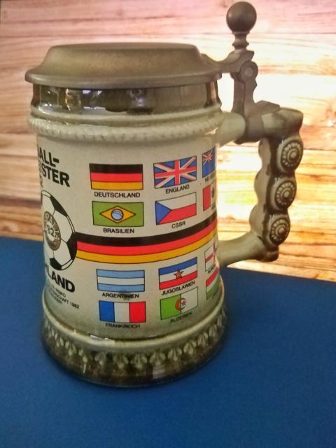 Fußballweltmeister Bierkrug - Glas Porzellan Antiquarisch - Schleswig