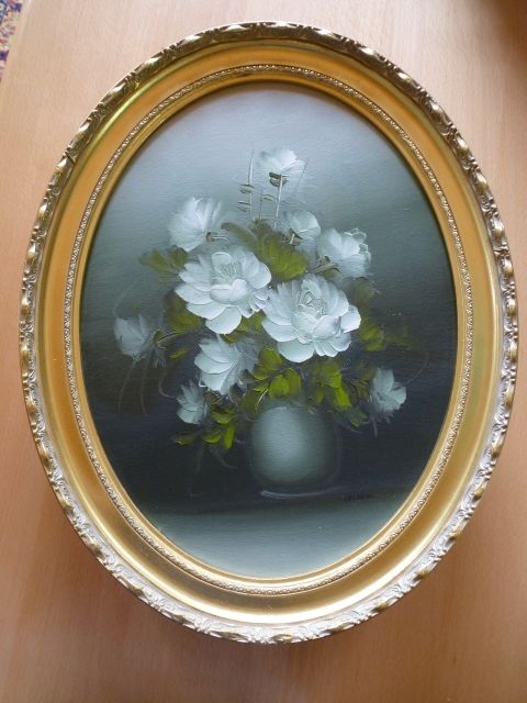 Ölgemälde Blume mit ovalem, goldfarbenen Rahmen, Delreux - Kunst Gemaelde Plastik - Esslingen am Neckar Ölgemälde Blume mit ovalem, goldfarbenen Rahmen, Delreux - Kunst Gemaelde Plastik - Esslingen am Neckar