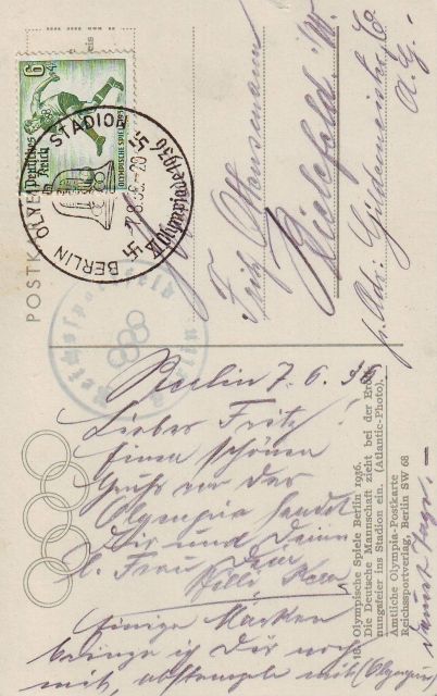 Postkarte Olympische Spiele 1936 - Briefmarken - Bielefeld
