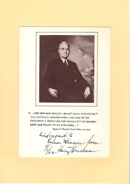 Harry S. Truman - Original-Autogramm von 1962 - Fanartikel - Troisdorf
