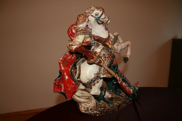 Hl. Georg, Drachentöter, Keramikfigur v. Pattarino - Kunst Gemaelde Plastik - Ahlen