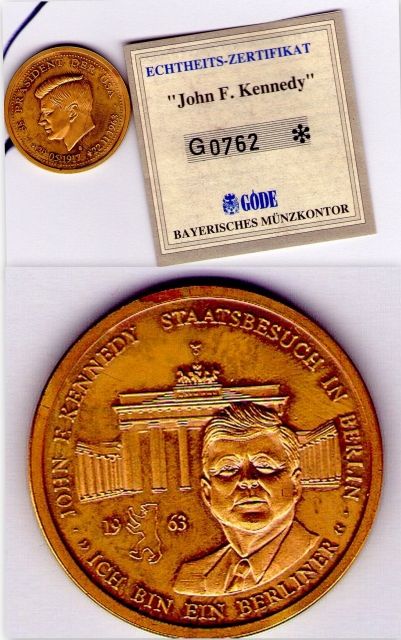 John F.Kennedy Münze mit Echtheit-Zertifikat - Muenzen - Mainz