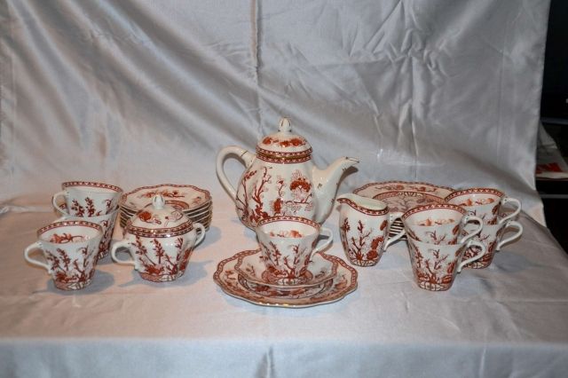 Coalport Indian Tree Coral Made in England Service Super Zustand 27 Teile - Glas Porzellan Antiquarisch - Hamburg
