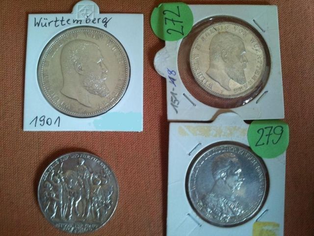 Reichsmark 3 und 5 Württemberg Preussen usw. - Muenzen - Hagenow 