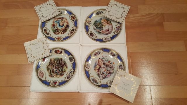 Sammlerteller verschiedene Motive/Jahreszeitenteller  - Glas Porzellan Antiquarisch - Hillscheid 