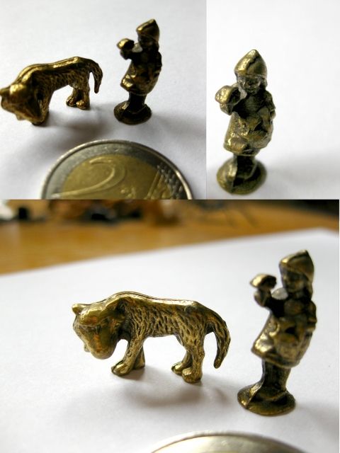 Bronzefarbenes Rotkäppchen mit bösem Wolf - Ueberraschungseier Figuren - Ludwigshafen am Rhein
