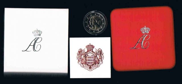 MONACO Hochzeit von Fürst Albert II. und Charlene Offizielle 2 Euro Gedenkmünz - Muenzen - velbert