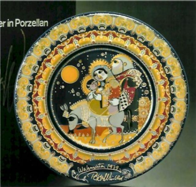 Rosenthal Weihnachtsteller 1979 , Björn Wiinblad - Glas Porzellan Antiquarisch - Frankfurt
