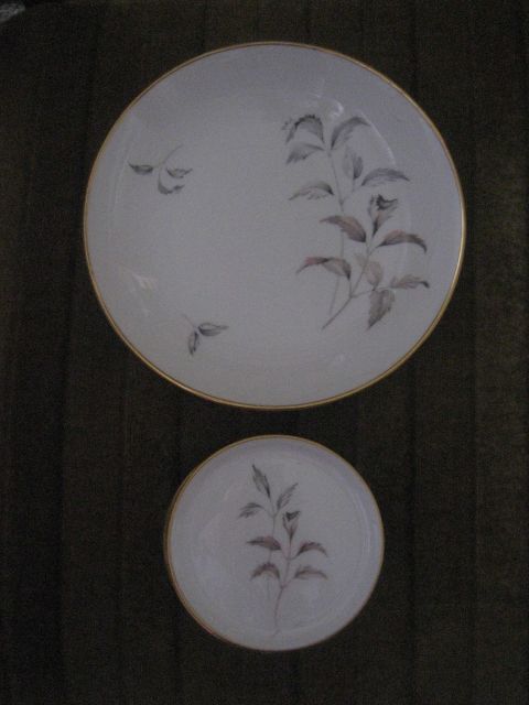 Keksschale mit 6 Tellerchen - Glas Porzellan Antiquarisch - 30853