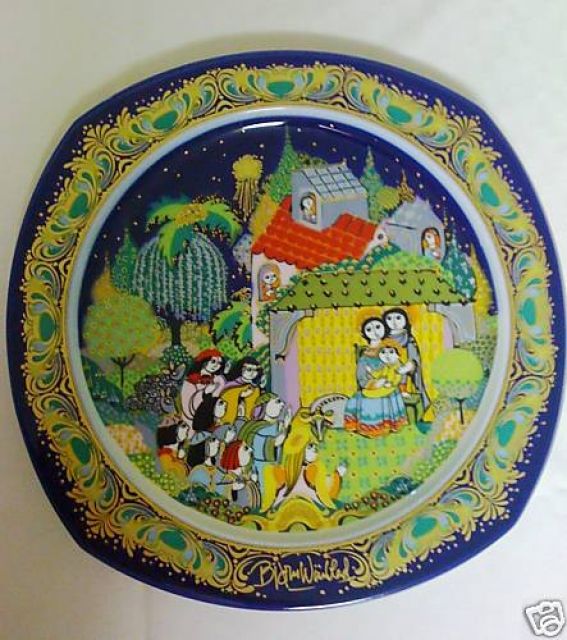 Rosenthal Weihnachtsteller 1983 , Björn Wiinblad - Glas Porzellan Antiquarisch - Frankfurt