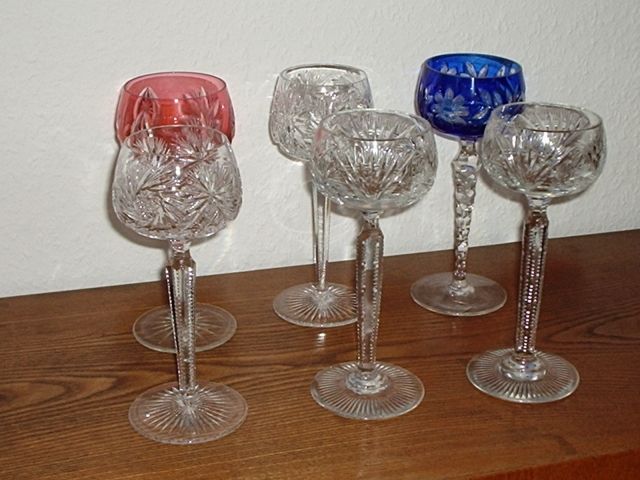 6 Weingläser - Glas Porzellan Antiquarisch - Bergheim