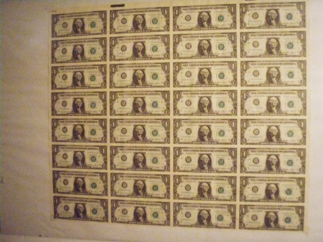 1 Bogen Eindollarnoten ungeschnitten - Sonstige Sammlungen - Wendlingen