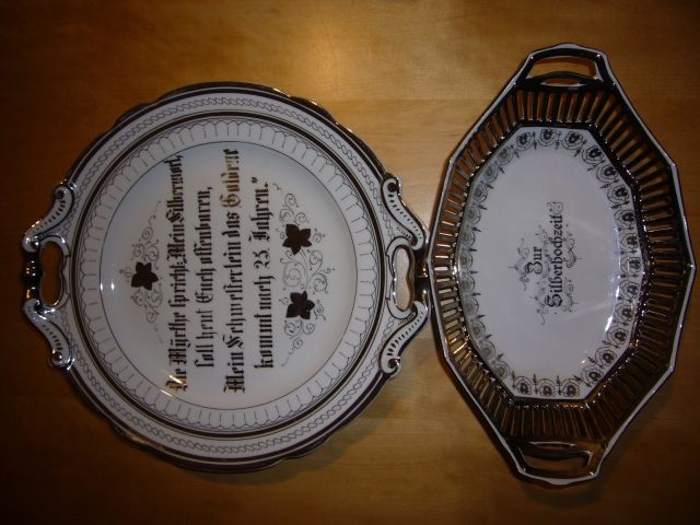 Schmuckteller und-schale zur Silberhochzeit - Glas Porzellan Antiquarisch - Braunschweig